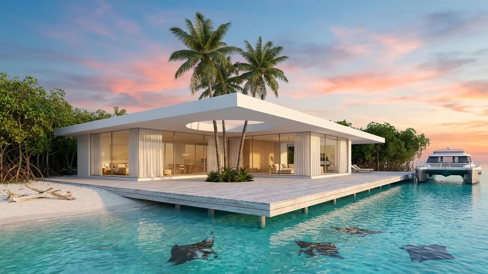 Island villa on Maldivean atoll